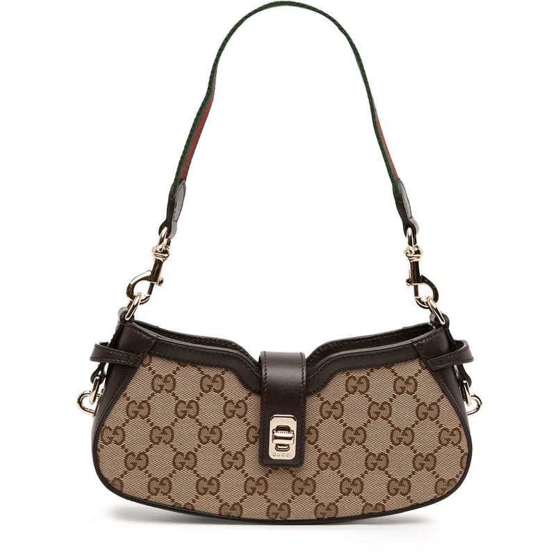 Gucci Sac à bandoulière Mini GG Supreme Moon Side Web Shoulder Bag braun