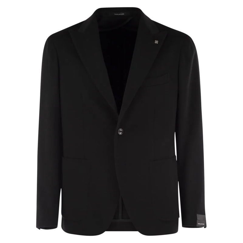 Tagliatore Blazer Refined Cashmere Jacket With Three-Button Design Black