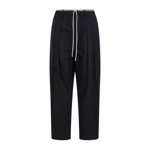 Mordecai Drawstring Black Cotton Trousers Black 