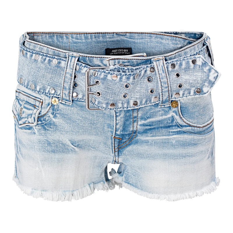 True Religion Shorts - Denim-Shorts- Mid-Rise- Ausgefranster Saum- K blau