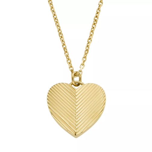 Fossil Harlow Linear Texture Heart Gold-Tone Stainless St Gold Korte Halsketting