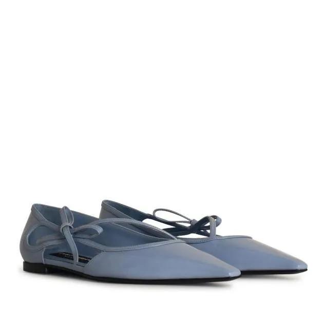 Dolce&Gabbana Loafers & Ballerinas - Light Blue Leather Ballet Flats - Gr. 38,5 (EU) - in Blau - für Damen