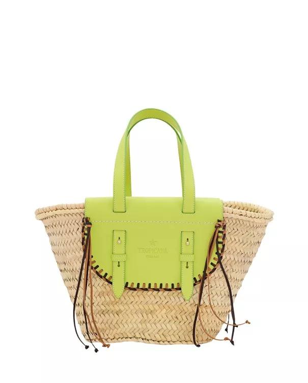 Cuba Lab Totes - Tropicana Straw And Leather Tote Bag - Gr. unisize - in Gelb - für Damen