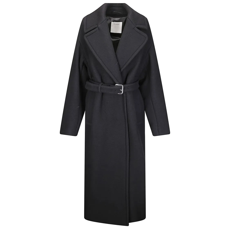 Sportmax Manteau de transition Double-Breasted Heavy Coat With Side Pockets And R Black