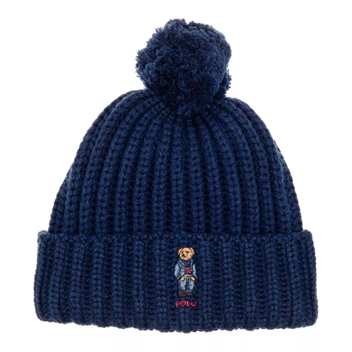 Polo Ralph Lauren Bear Beanie Hat Cold Weather Hunter Navy Cappello con pompon