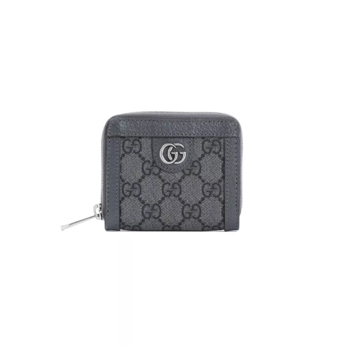 Gucci Gg Supreme Grey Black Polyurethane Wallet Grey Plånbok med dragkedja