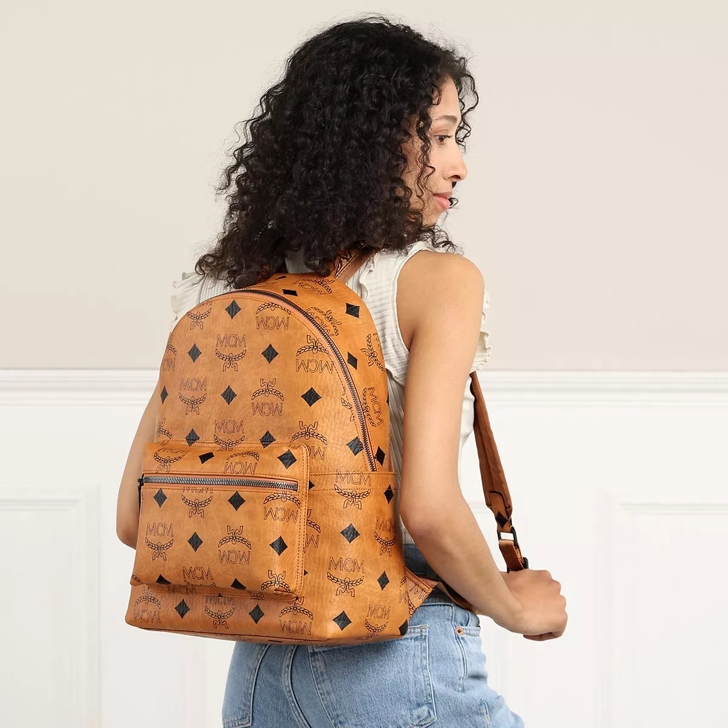 Mcm Stark Medium Backpack - Cognac