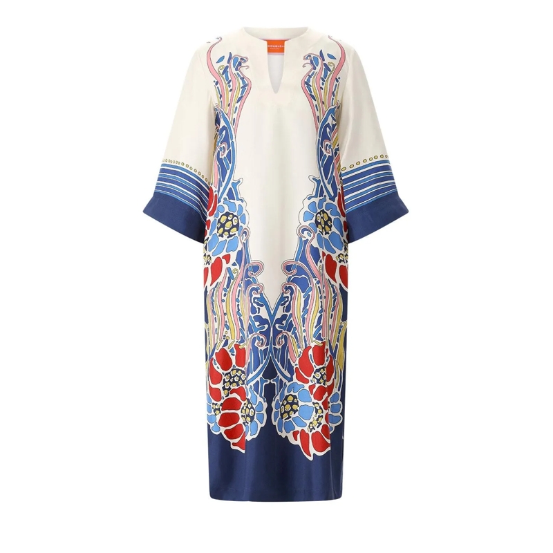 LaDoubleJ Tunique/caftan Silk Twill Kaftan With Unique Lemuria Motif White