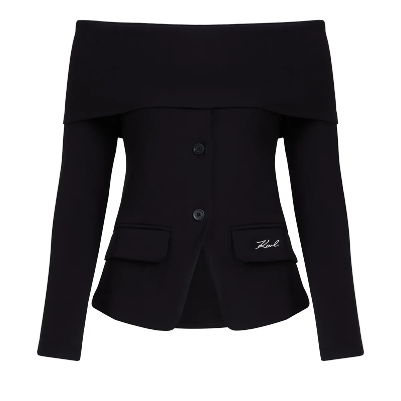 Karl Lagerfeld  Off-Shoulder-Sweatshirt schwarz