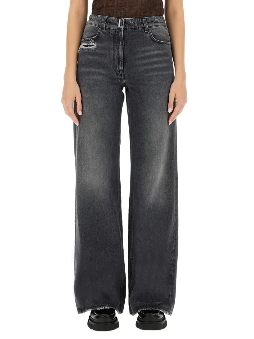 Thumbnail - Givenchy - Relaxed-Fit High-Waisted Wide-Leg Jeans - Größe 27 - schwarz