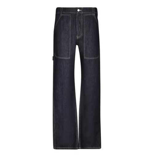 Alexander McQueen Blue Rigid Cotton Straight-Leg Silhouette Blue Jeans med raka ben