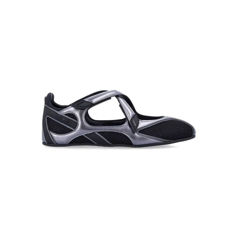 The Attico Balletschoenen Futuristic Minimalist Black Flats With Metallic Ov Black