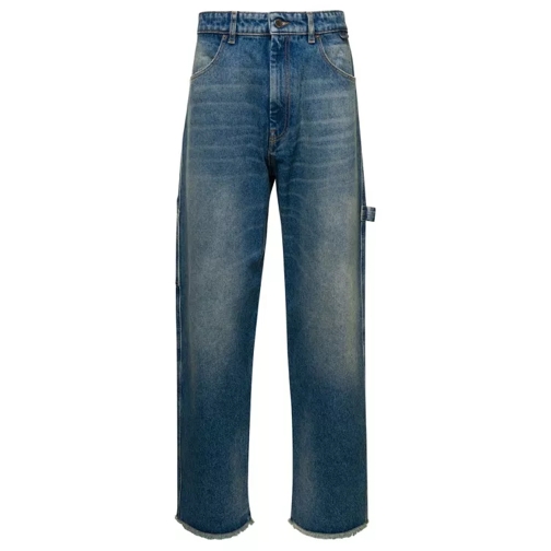 Darkpark Blue Denim Straight Leg Cut Jeans In Cotton Blue Jeans à jambe droite