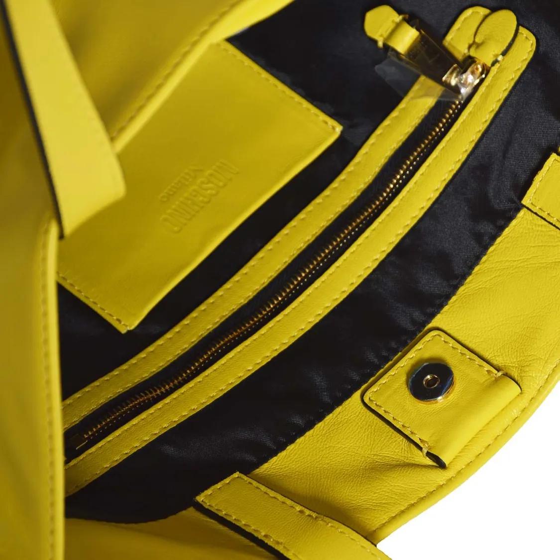 Moschino Totes & shoppers Yellow Nappa Leather Smiley Shopper Bag in geel