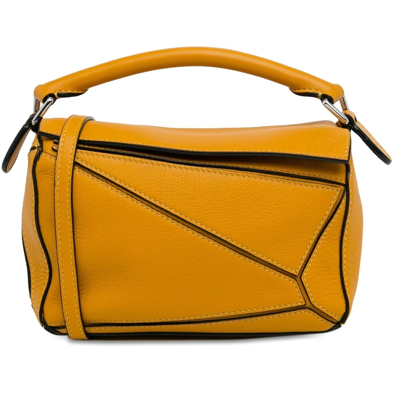 Loewe Schultertasche Mini Calfskin Puzzle Satchel gelb