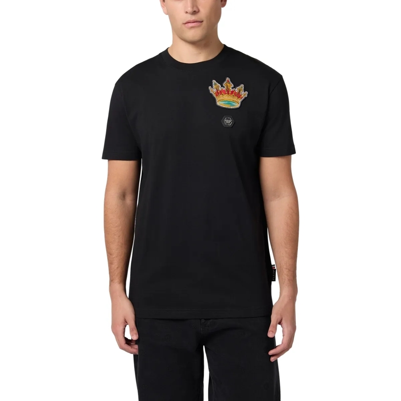 Philipp Plein T-Shirt Round Neck T-Shirt Crown Crystals schwarz(Image 3)