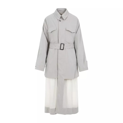 Maison Margiela Sand Polyester Trench Coat Grey 