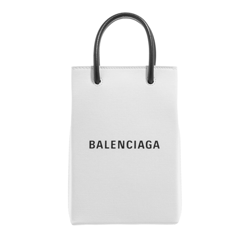 Balenciaga Black Front Logo Top Handle Bag White Mini Tas
