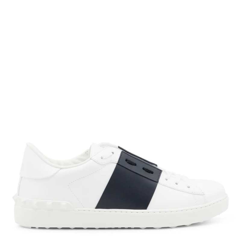 Valentino Garavani Low-Top-Sneaker White And Blue Leather Open Sneakers White
