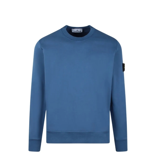 Stone Island Logo Crewneck Sweatshirt Blue Sweatshirts