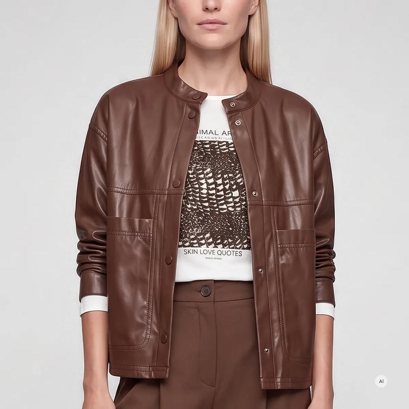 Marc Aurel Hemd Oversize Faux Lederhemd braun(Image 3)