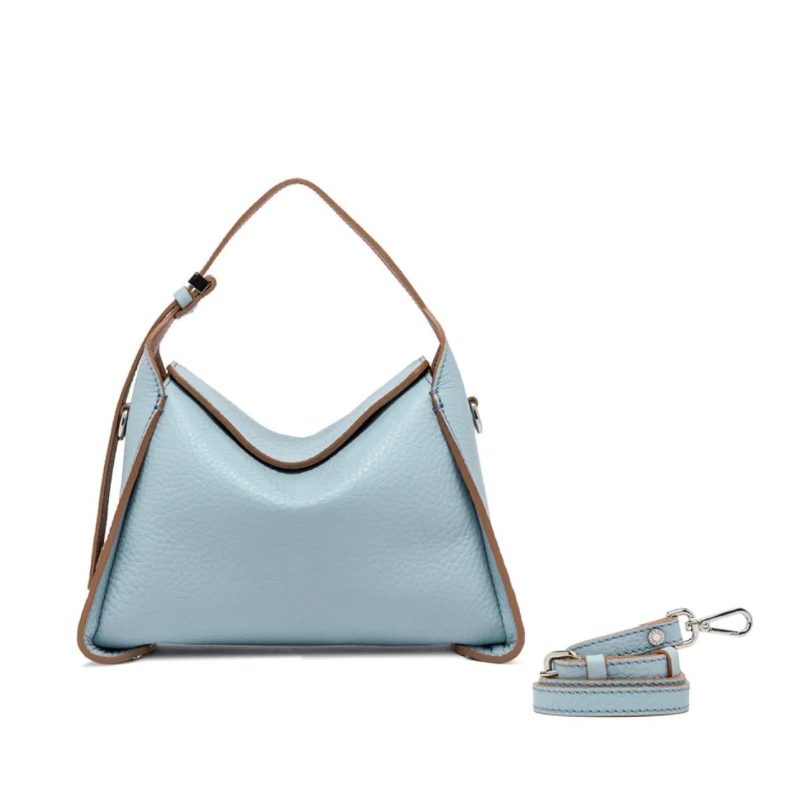 Gianni Chiarini Hobo bags Penelope Handbag In Double Leather Light Blue in blauw