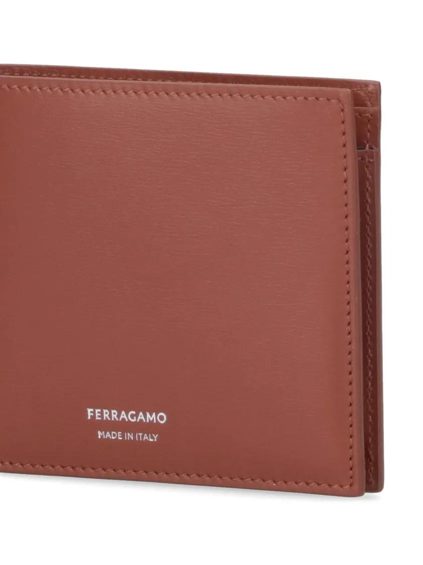 Thumbnail - Salvatore Ferragamo Portemonnaies - Brown Calfskin Leather Wallet With Embossed Logo - Gr. unisize - in Braun - für Dame...
