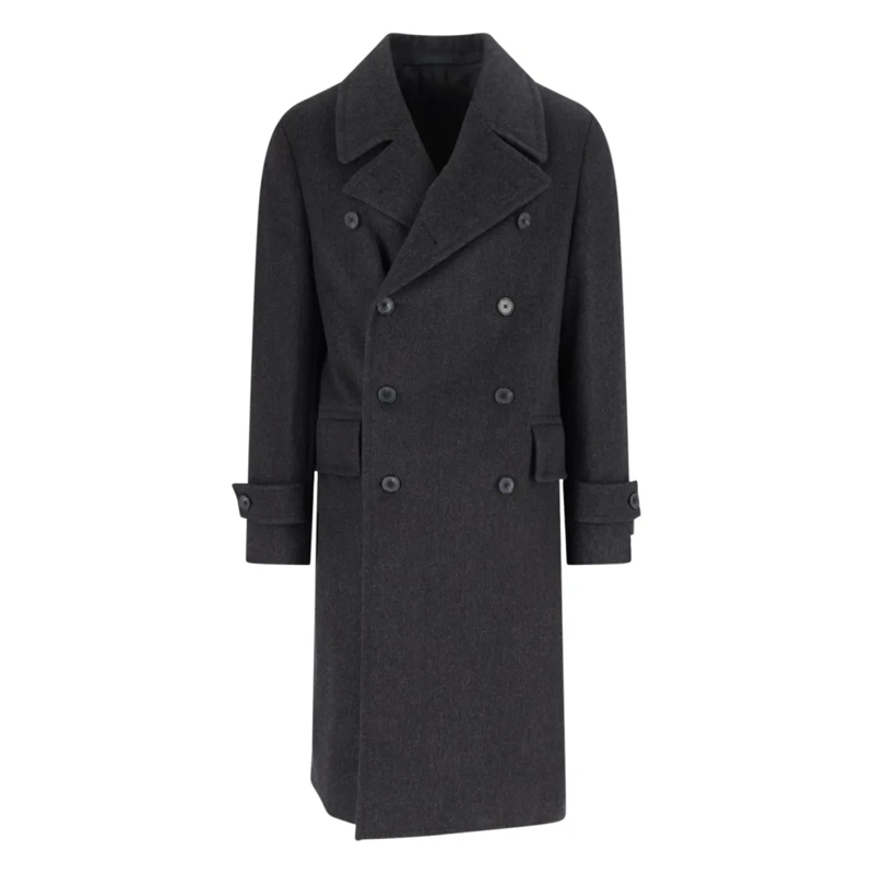 Emanuela Caruso Bontjassen Double-Breasted Grey Coat With Notched Lapel Grey