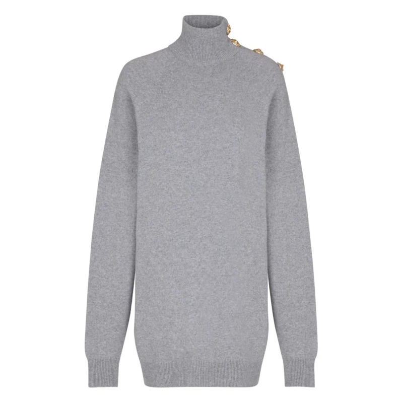 Balmain Minikleid Turtleneck Knit Dress Grey