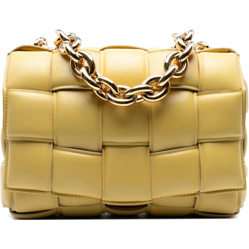 Bottega Veneta Schultertasche Nappa Intrecciato Padded Chain Cassette Satchel gelb