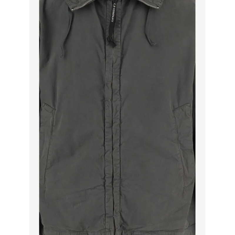 CP Company  High-Collared Cotton Jacket With Fixed Hood Grey(Image 3)