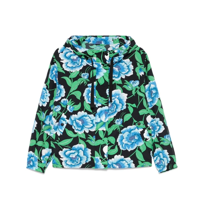Kenzo Übergangsjacke Boxy Floral-Print Jacket With Water-Repellent Fini Blue