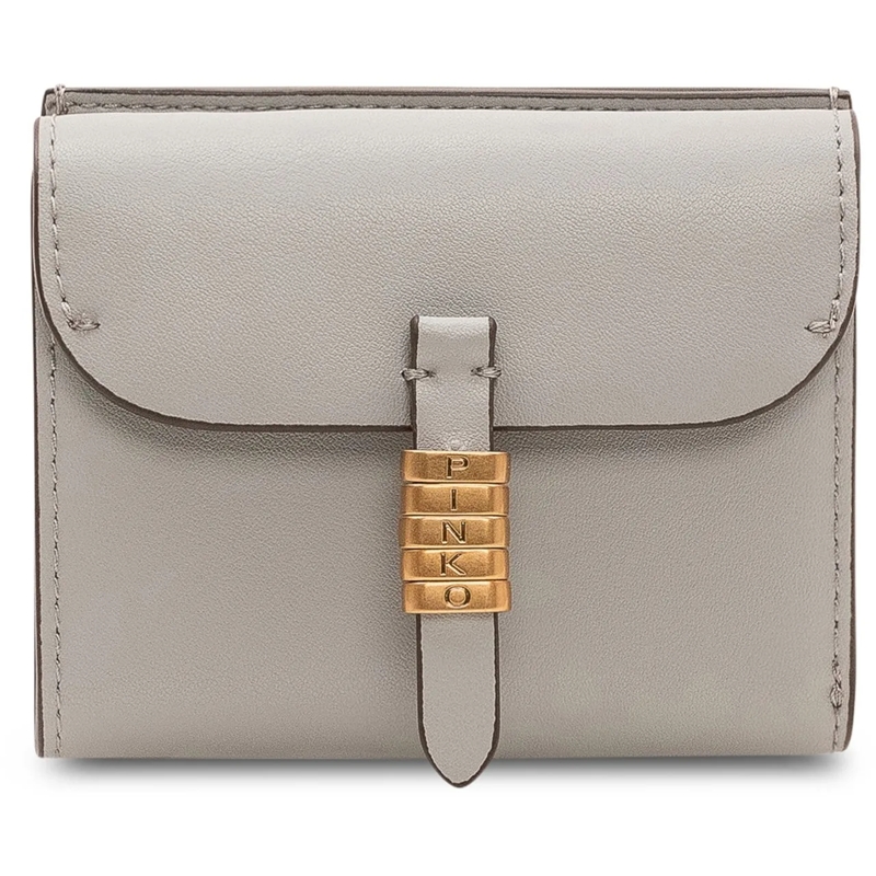 Pinko Geldbörse Portafoglio Saddle con Patta e Chiusura Frontale taupe
