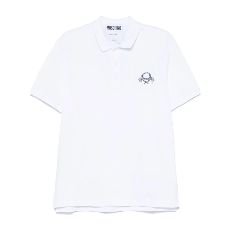 Moschino Polohemd Signature Teddy Bear Motif White Polo Shirt White