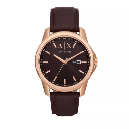 Armani Exchange Armani Exchange Three-Hand Day-Date Leather Watch Brown Quartz Horloge