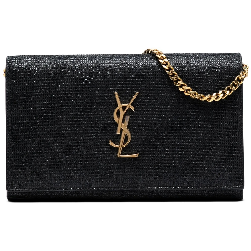 Saint Laurent Schultertasche Glitter Galactica Monogram Wallet on Chain schwarz