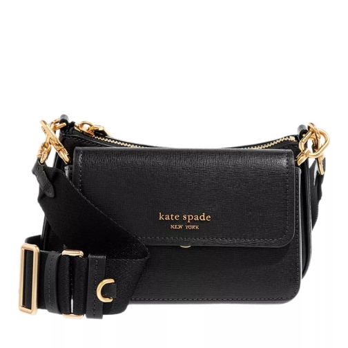 Kate Spade New York Double Up Saffiano Leather  Black Crossbody Bag