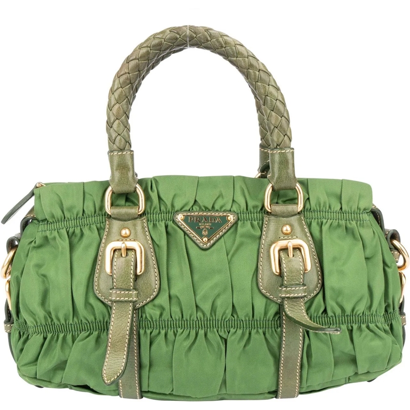 Prada Schultertasche Prada Quilted Green Nylon Handbag grün