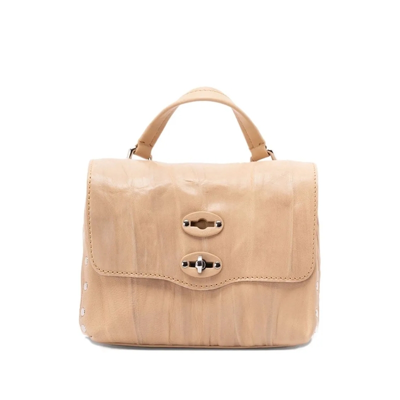 Zanellato Sac à bandoulière Structured Beige Lamb Leather Shoulder Bag Neutrals