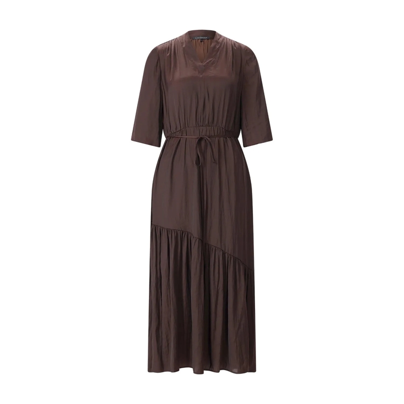 Luisa Cerano Maxikleid Midikleid aus Satin braun