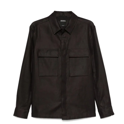 Zegna Hemden Dark Blue Linen Shirt Blue