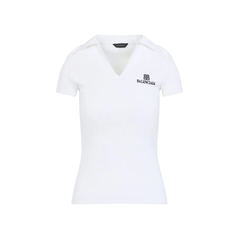 Balenciaga T-shirt Fitted Viscose Blend T-Shirt With Logo Embroidery White