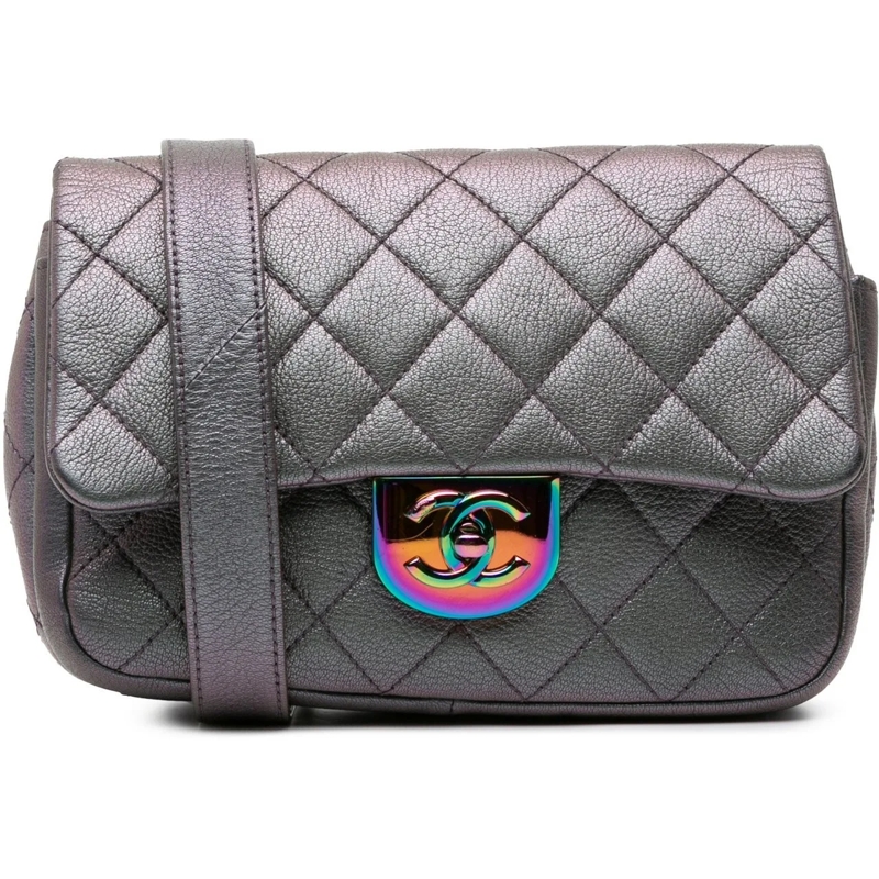 Chanel Sac à bandoulière Small Iridescent Goatskin Rainbow Hardware Double  lila