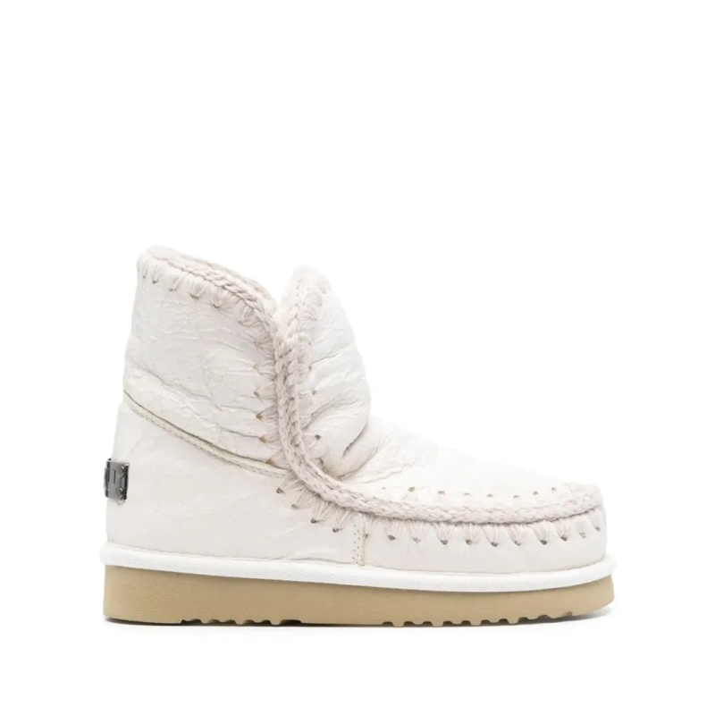 Mou Bottes Soft Sheep Leather Casual Closed Ankle Boots White