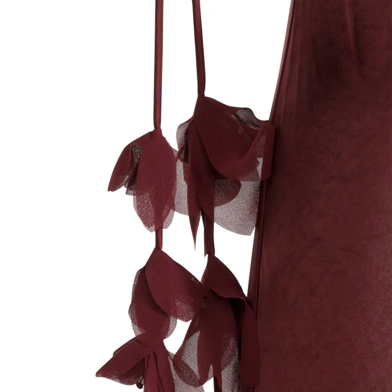 Self Portrait  Burgundy Sleeveless Maxi Dress Black(Image 4)