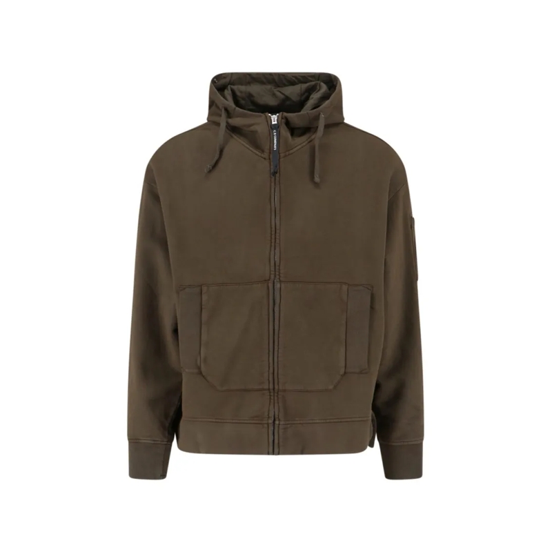 CP Company Pull Logo Zip Hoodie – Green Green
