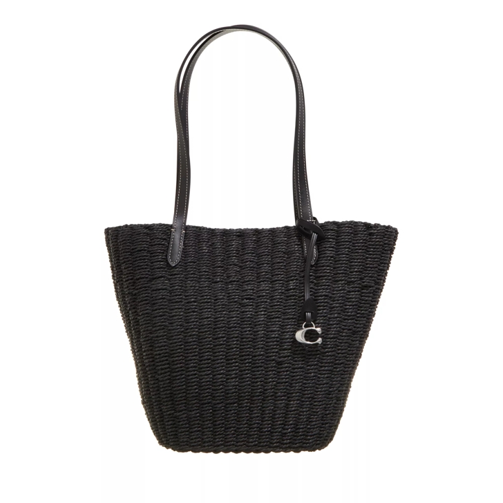 Coach Small Straw Tote Black Basket Bag