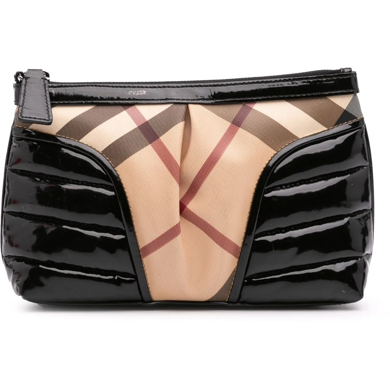 Burberry Pochette Supernova Check Coated Canvas Clutch braun