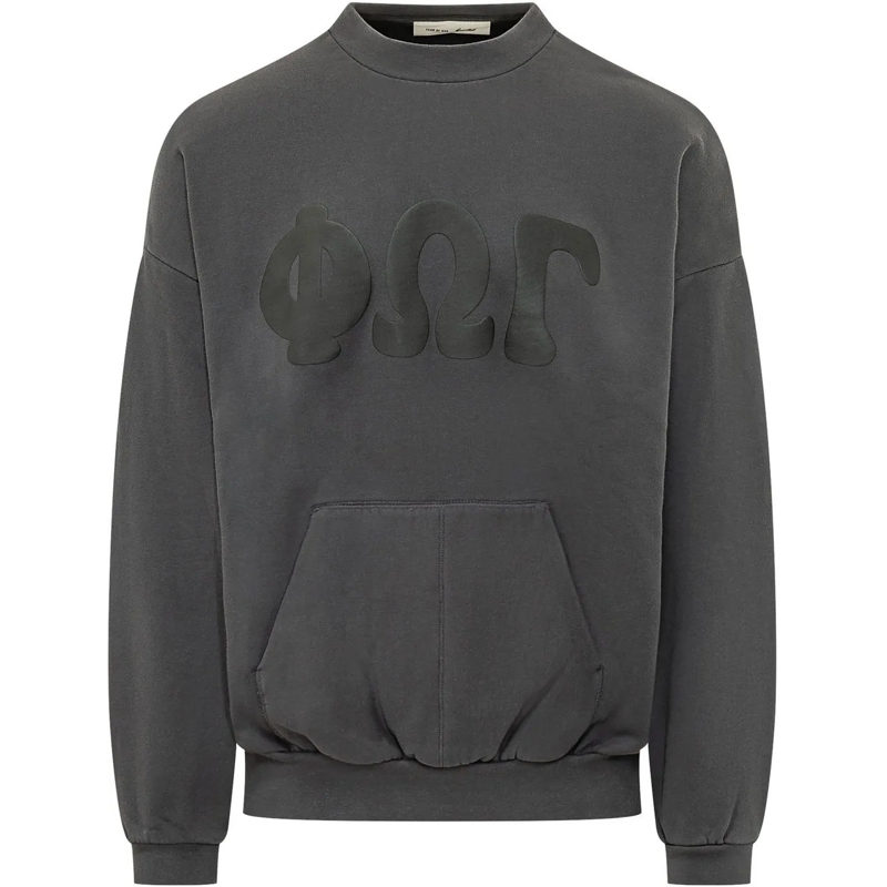 FEAR OF GOD  Felpa Girocollo con Stampa Tono su Tono dunkelgrau