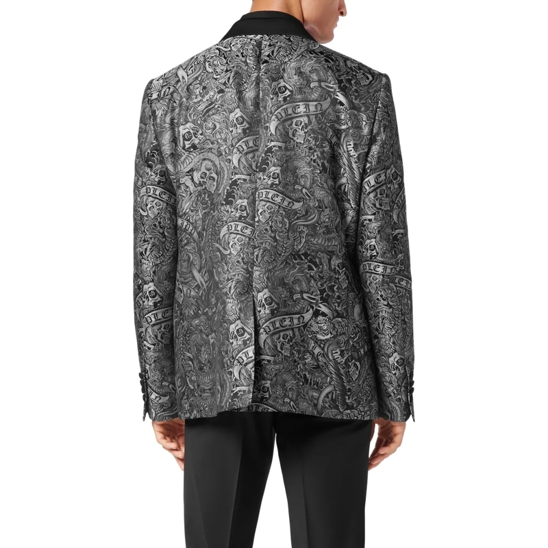 Philipp Plein Blazer Einknopf-Blazer Slim Fit Tattoo schwarz(Image 2)